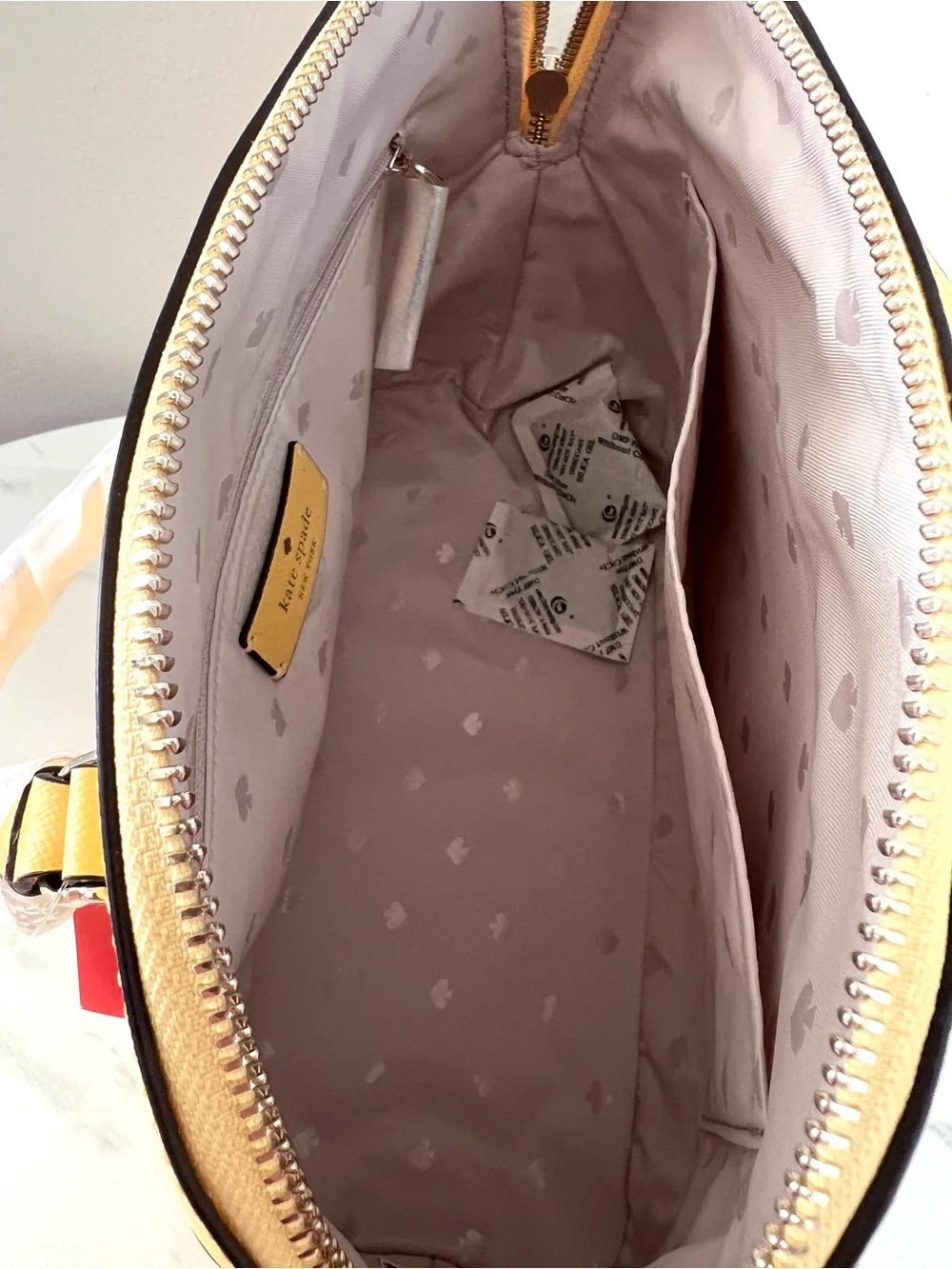 NWT Kate Spade leather medium dome satchel crossbody daybreak yellow bag